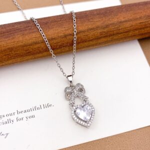 Xl98 bow love necklace silver