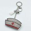 Wholesale Diamond-studded nurse cap keychain fashionable tassel metal pendant