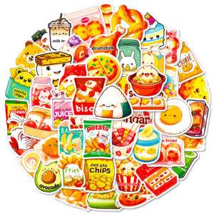 Wholesale 50pcs snacks Guandong boiled pudding Rice and vegetable roll graffiti sticker