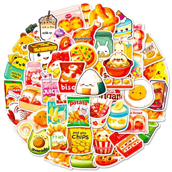 Wholesale 50pcs snacks Guandong boiled pudding Rice and vegetable roll graffiti sticker