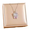 Wholesale Cute and Sweet Diamond Cat Pendant Titanium Steel Necklace OLY Exclusive