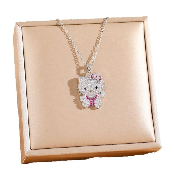 Wholesale Cute and Sweet Diamond Cat Pendant Titanium Steel Necklace OLY Exclusive