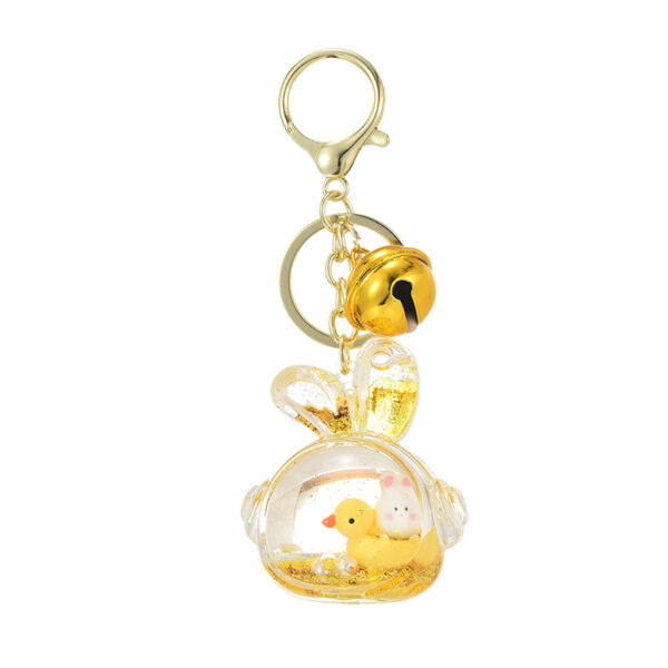 Wholesale Acrylic rabbit oil flow sand bottle keychain