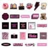 Wholesale 55pcs pink and black English cartoon Waterproof Vinyl Stickers