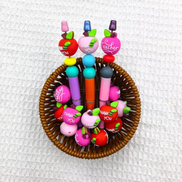 Wholesale 10pcs 3D Apple Education Silicone DIY Beads