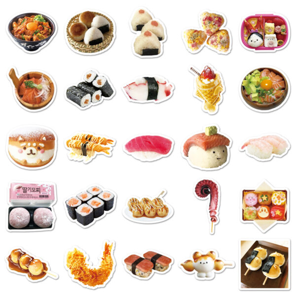 Wholesale 50 Cute Cartoon Sushi Japanese Food Doodle Stickers