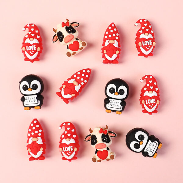 Wholesale Valentine's Day 3D Silicone Focal Beads
