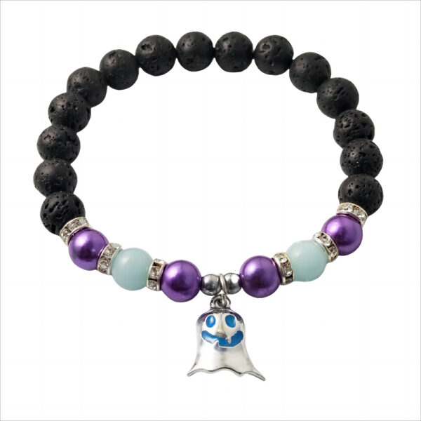 Wholesale Halloween Glow-in-the-Dark Little Ghost Natural Volcanic Stone Ghost Bracelet