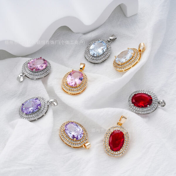O1CN01i2WxaS20WYtgutPJR_2219987896857-0-cib Wholesale Colored diamond encrusted oval color preserving pendant