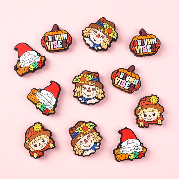 Wholesale 20pcs Cartoon Scarecrow Teether Pumpkin Silicone Beads