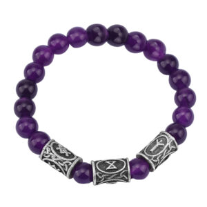 Amethyst beads + 3 ancient tin runes / Rune pattern random