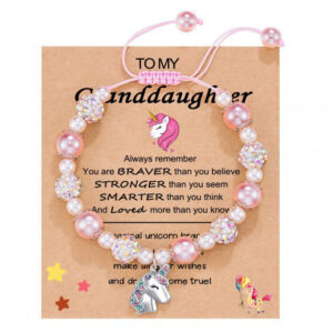 Pearl unicorn braided rope bracelet