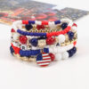 Wholesale Independence Day Flag Red White Blue Crystal Soft Ceramic Bracelet