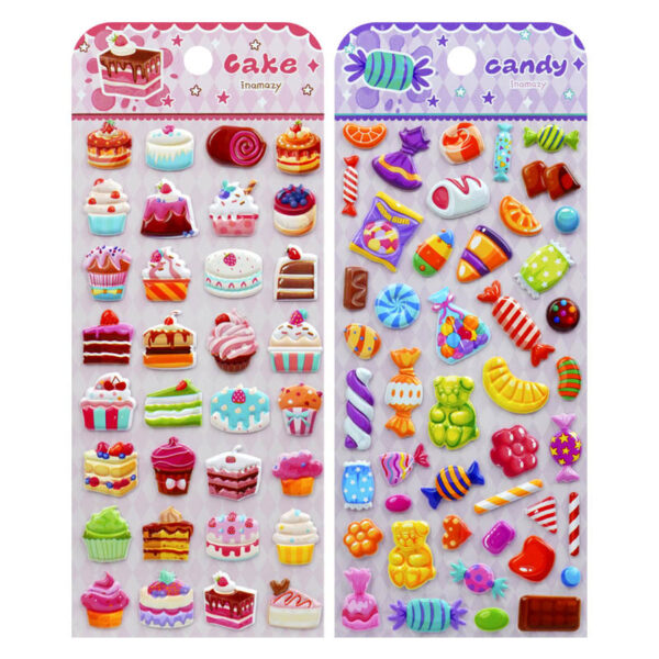 Wholesale Ice Cream Gourmet Dessert Cake Candy Food 3D Bubble Stickers Kidsren Boys and Girls Decorative Stickers