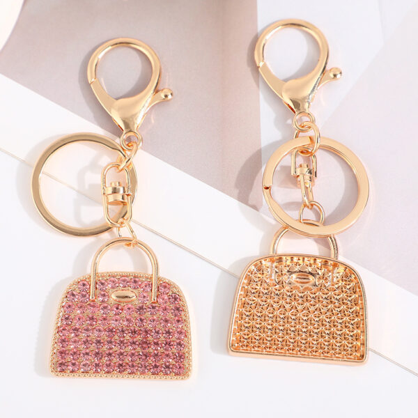 Wholesale Creative handbag cartoon inlaid with rhinestones Metal Keychain