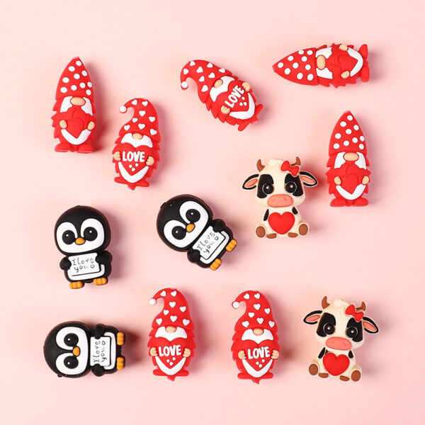 Wholesale Valentine's Day 3D Silicone Focal Beads