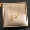 Wholesale Zircon Brooch Heart Titanium Steel Clavicle Necklace