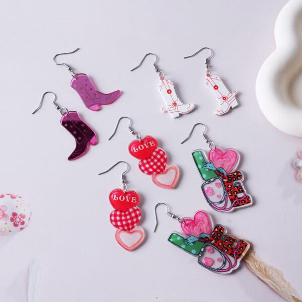 Wholesale Valentine's Day creative pendant colored acrylic earrings