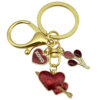Wholesale Valentine's Day Oil Dripping Red Sprinkled Gold Keychain