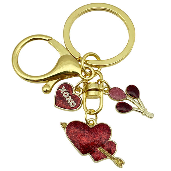 Wholesale Valentine's Day Oil Dripping Red Sprinkled Gold Keychain