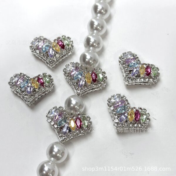 Wholesale 10pcs Colored gemstone heart-shaped straight hole zircon beads