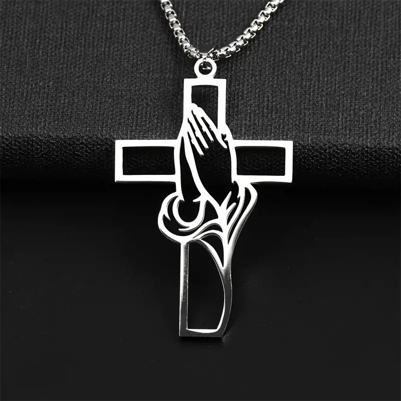 Wholesale Prayer Cross Faith Gift Stainless Steel Pendant Necklace