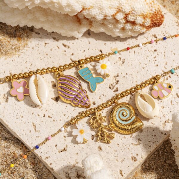 Wholesale Stainless Steel Necklace Women's Color-free Waterproof Conch Shell Pendant Necklace