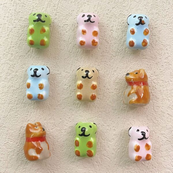 Wholesale Hand-painted ceramic color puppy Akita dog loose beads handmade DIY beaded bracelet necklace accessories