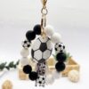 Wholesale Silicone Beaded Tassel Charm Bracelet Keychain Wood Beads Ball Pendant