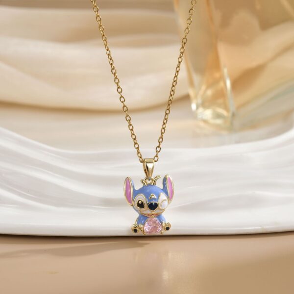 Wholesale Blue painted cartoon cute zircon necklace