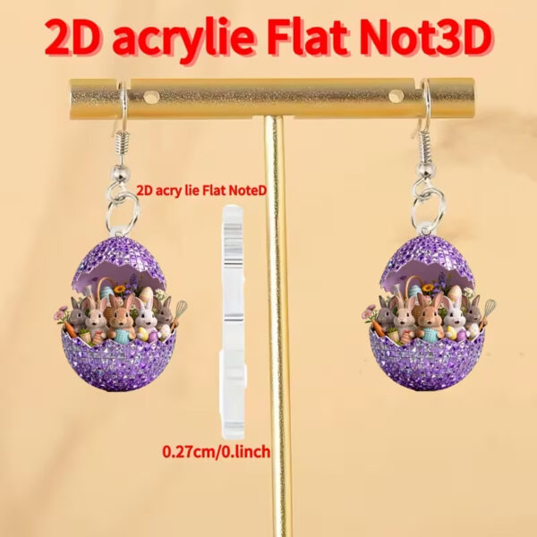 Wholesale Easter Purple Eggshell Rabbit Acrylic Earrings
