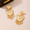 Wholesale Valentine's Day heart-shaped tassel diamond earrings