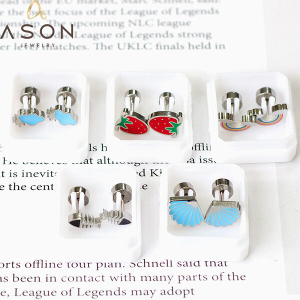 Wholesale Cute Fruit Plant Rainbow Stainless Steel Earrings