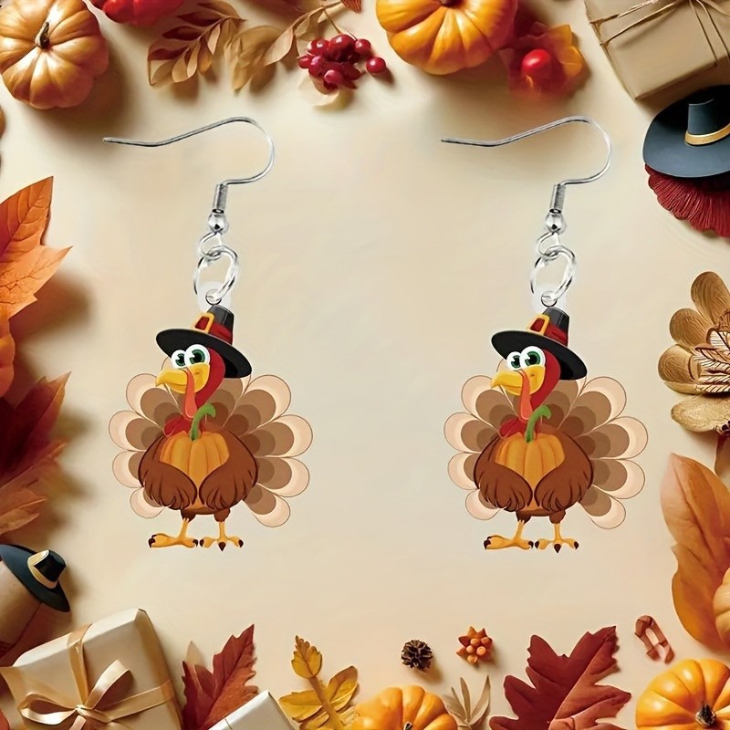 Wholesale Easter turkey hat acrylic earrings