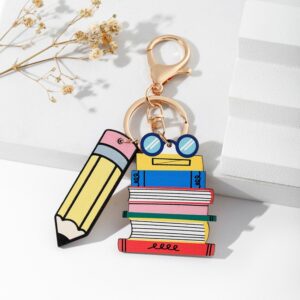 Glasses book wooden card + pencil