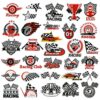 Wholesale Black and White Racing Flag Series Embroidery DIY Patches