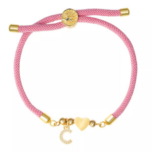 Pink rope zircon letter bracelet—c