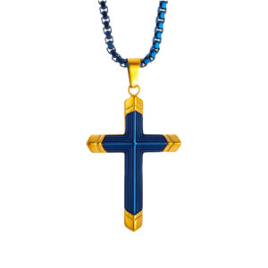Wholesale Two-Tone Cross Necklace 316 Stainless Steel Necklace
