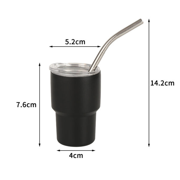 Wholesale 3-oz mini wine glass made of 304 stainless steel with straw and insulated cup