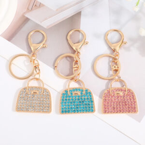 Wholesale Creative handbag cartoon inlaid with rhinestones Metal Keychain