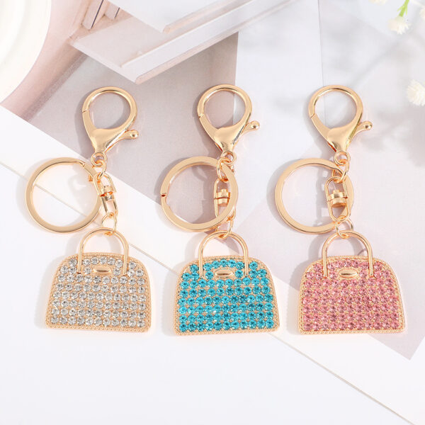 Wholesale Creative handbag cartoon inlaid with rhinestones Metal Keychain