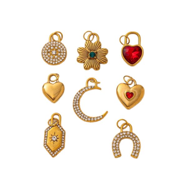 Wholesale Stainless steel heart-shaped zirconium inlaid multi style pendant