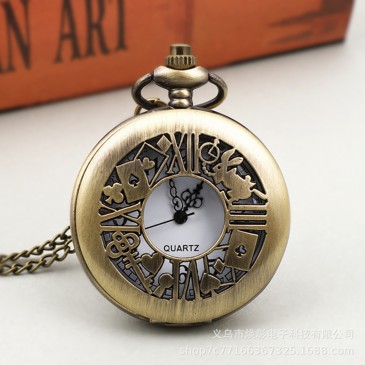 Wholesale Quartz hanging watch hollowed out rabbit cartoon cket watch