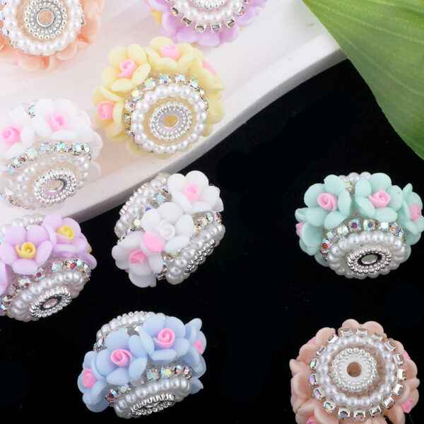 Wholesale 10pcs Flower Round Barrel Drill Balls Straight Hole Beads