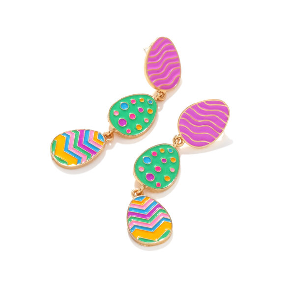 Wholesale Colorful three-layer Easter egg cute Easter earrings