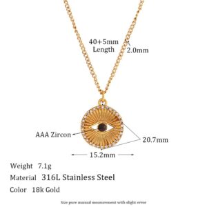 Black eyes rhinestone sunrise coin pendant necklace-gold