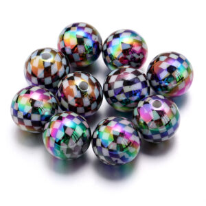 black and white checkerboard / Diameter 15.5mm, hole 2.7mm (10 pcs/pack)