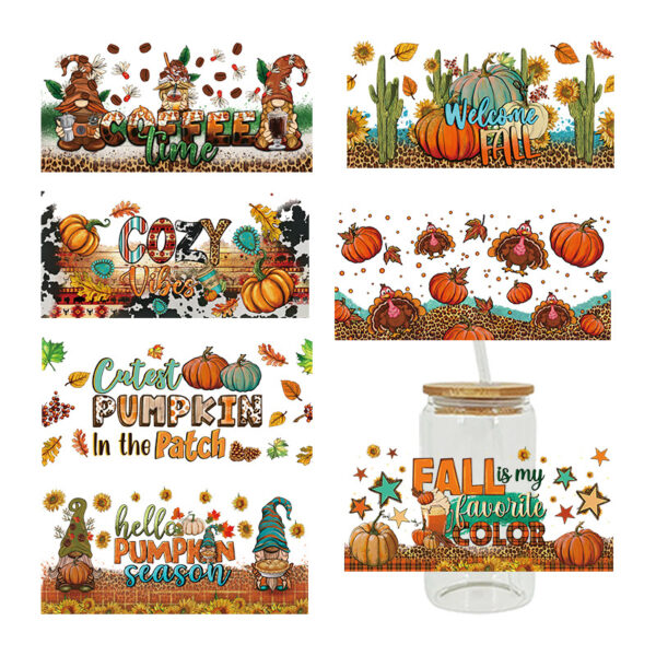 Wholesale UV transfer sticker glass crystal label Crystal sticker cross-border special sticker for 16oz glass cup 23cmX11cm