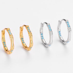 Wholesale Style Turquoise Bamboo Earrings, Niche Simple Hoops