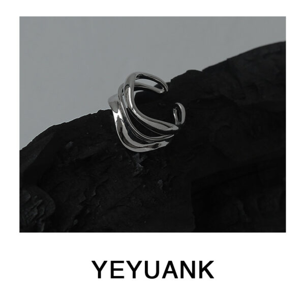 Wholesale metal silver irregular hollow wave pattern open ring